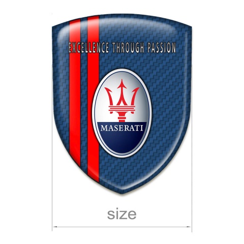 Maserati Car Accessories Badge Navy Blue Carbon with Red Lines Type and Round Logo 