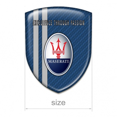 Maserati Car Interior Badge Navy Blue with Grey Lines and Round logo 