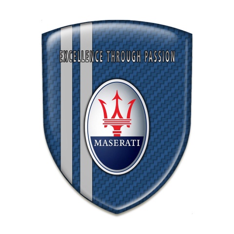 Maserati Car Interior Badge Navy Blue with Grey Lines and Round logo 