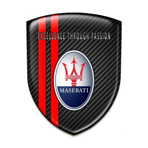 Maserati Auto Emblem Black Carbon with Red Lines Type 