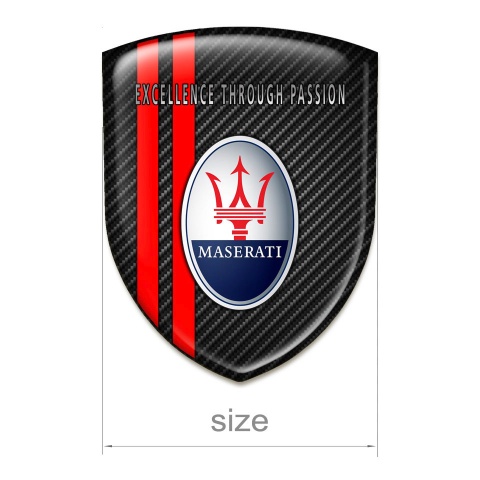 Maserati Auto Emblem Black Carbon with Red Lines Type 