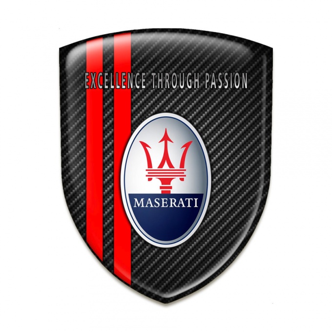 Maserati Auto Emblem Black Carbon with Red Lines Type 