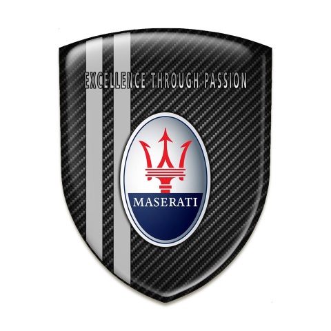 Maserati Emblem Badge Logo Black Carbon With Grey lines Type 