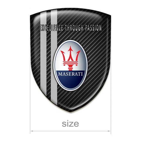 Maserati Emblem Badge Logo Black Carbon With Grey lines Type 