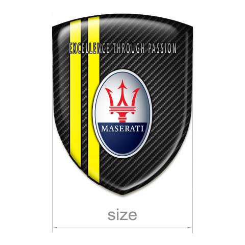 Maserati Logo Emblem Black Carbon with Yellow Lines Type