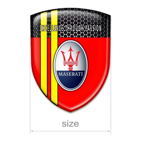 Maserati Tuning Emblem Red with Perforated Steel and Yellow Stripes Style 