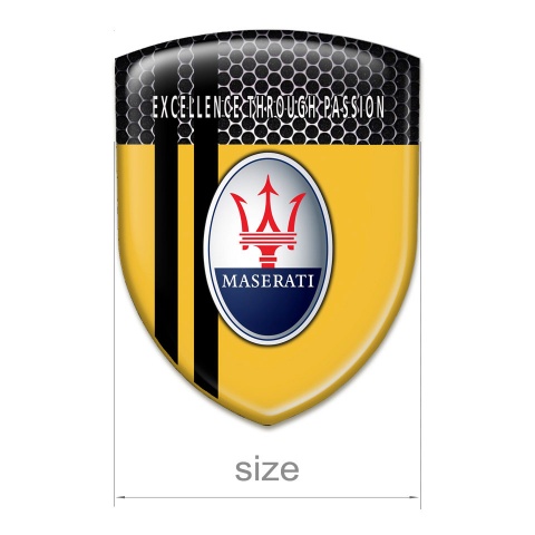 Maserati Domed Emblem Yellow  Motive Base and Round Logo 