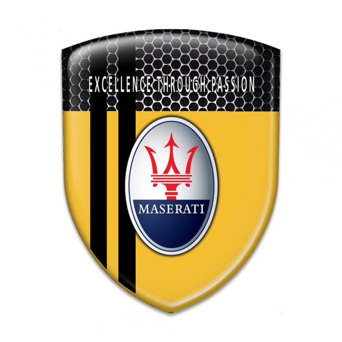 Maserati Domed Emblem Yellow  Motive Base and Round Logo 