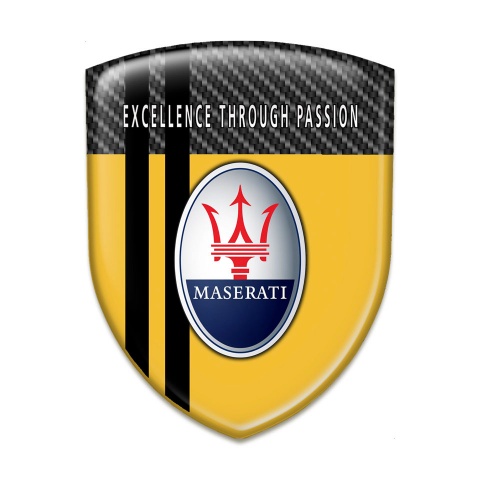 Maserati Resin Sticker Yellow with Black Carbon Base Black Lines Type