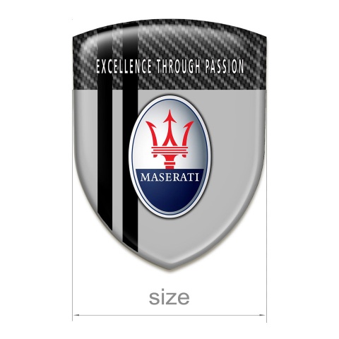 Maserati 3D Gel Emblem Grey with black Carbon Base and black Lines Motif