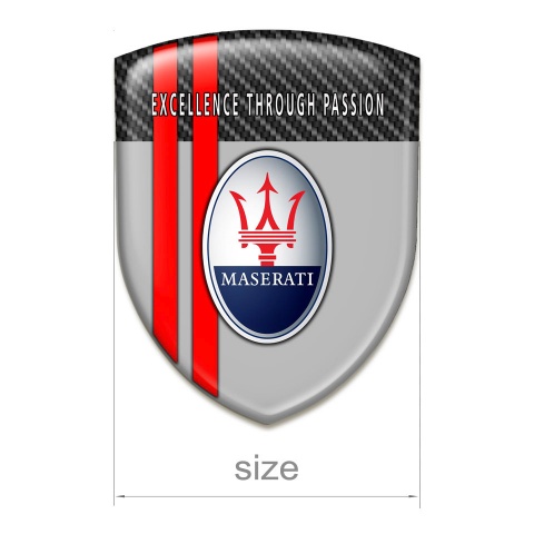 Maserati Emblem Exterior Grey with Black carbon Base and Red Lines Motif