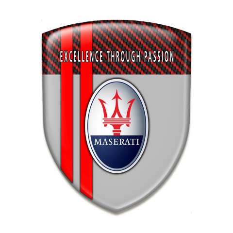 Maserati Emblem Interior Grey with Red Carbon Base and Red Stripes motif 