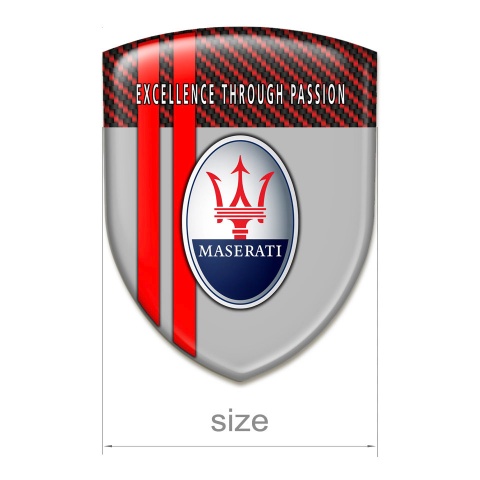 Maserati Emblem Interior Grey with Red Carbon Base and Red Stripes motif 