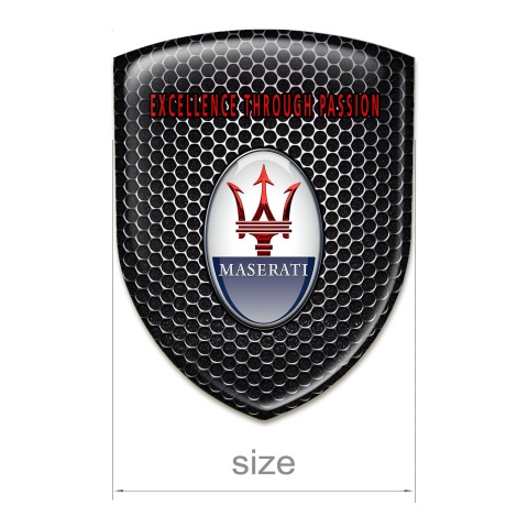 Maserati Tuning Emblem Perforated Steel with Red inscription Logo 