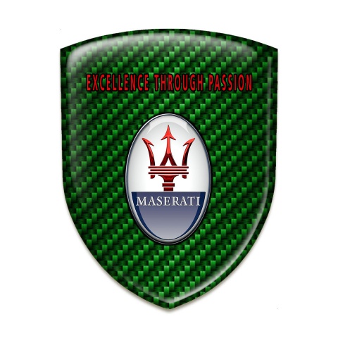 Maserati Self Adhesive Car logo Emblem Green Carbon Base Red Label logo 