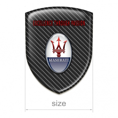 Maserati Car Interior Badge Dark carbon Base Red Label Logo 