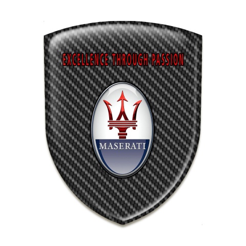 Maserati Car Interior Badge Dark carbon Base Red Label Logo 