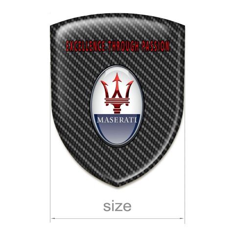 Maserati Car Interior Badge Dark carbon Base Red Label Logo 