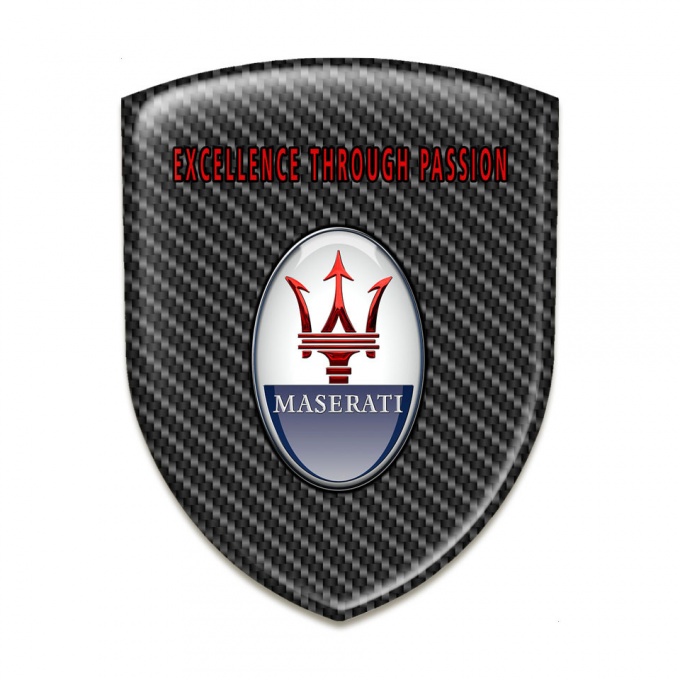 Maserati Car Interior Badge Dark carbon Base Red Label Logo 