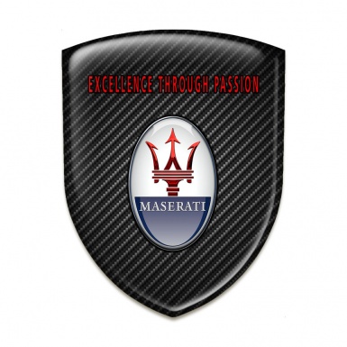 Maserati Silicone Car Decal Badge Black carbon Background and Red Label Logo 
