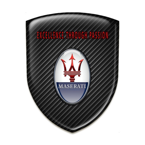 Maserati Silicone Car Decal Badge Black carbon Background and Red Label Logo 