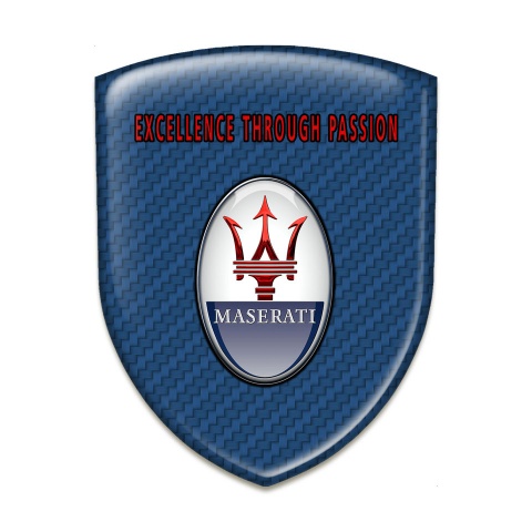 Maserati Silicone Badge Navy Blue Carbon with Red label Logo 