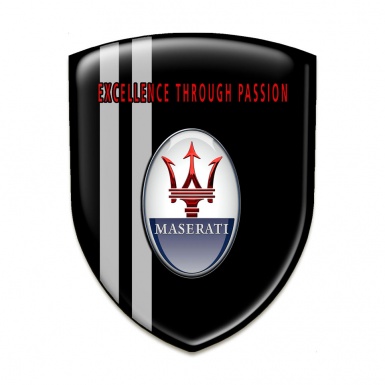 Maserati Auto Emblem Black Print Grey Lines Design 