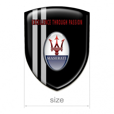 Maserati Auto Emblem Black Print Grey Lines Design 