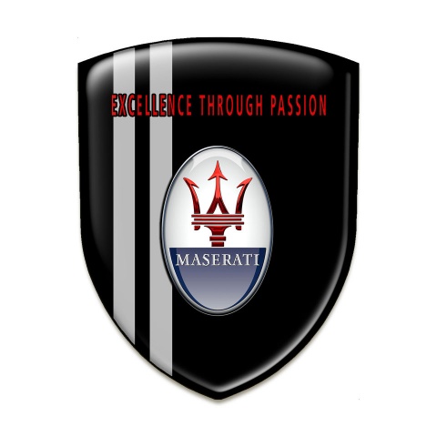 Maserati Auto Emblem Black Print Grey Lines Design 