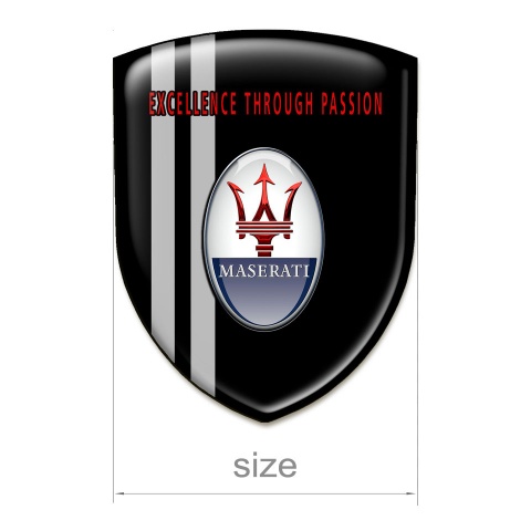 Maserati Auto Emblem Black Print Grey Lines Design 