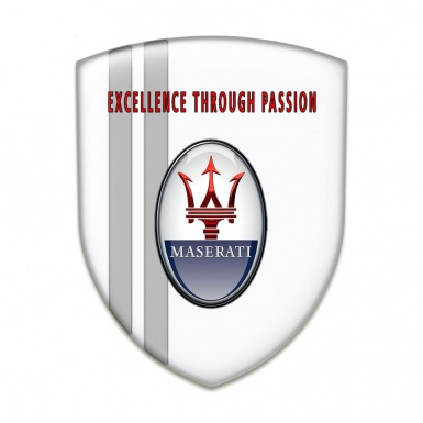 Maserati Emblem Badge Logo White Print Grey Lines Design 