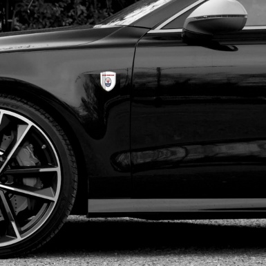 Maserati Emblem Badge Logo White Print Grey Lines Design 
