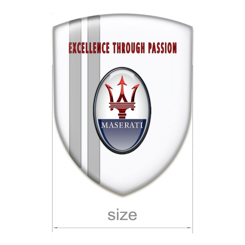 Maserati Emblem Badge Logo White Print Grey Lines Design 
