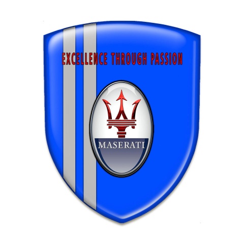 Maserati Logo Emblem Logo Emblem Blue Print Grey Stripes Design 