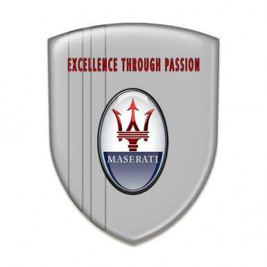 Maserati Tuning Emblem Grey Print and Red Logo Label 