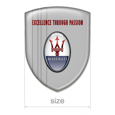 Maserati Tuning Emblem Grey Print and Red Logo Label 