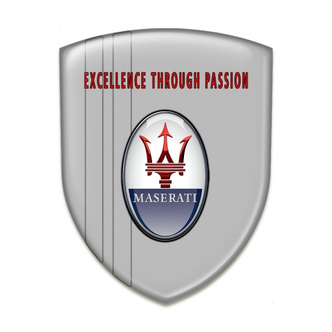 Maserati Tuning Emblem Grey Print and Red Logo Label 