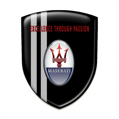 Maserati Self Adhesive Emblem Logo Black Base Grey Lines Design 