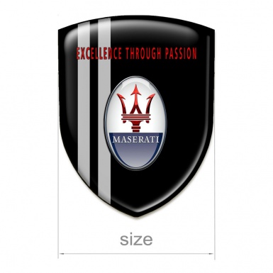 Maserati Self Adhesive Emblem Logo Black Base Grey Lines Design 