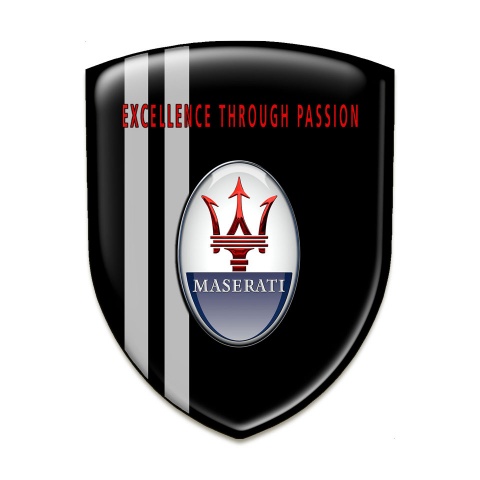 Maserati Self Adhesive Emblem Logo Black Base Grey Lines Design 