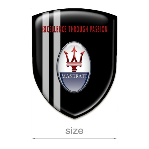Maserati Self Adhesive Emblem Logo Black Base Grey Lines Design 