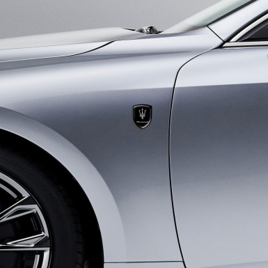Maserati Domed Emblem Racing Edition Black Background Grey Logo Edition 