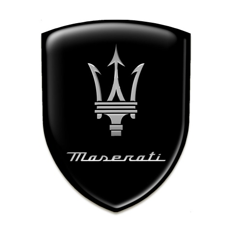Maserati Domed Emblem Racing Edition Black Background Grey Logo Edition 