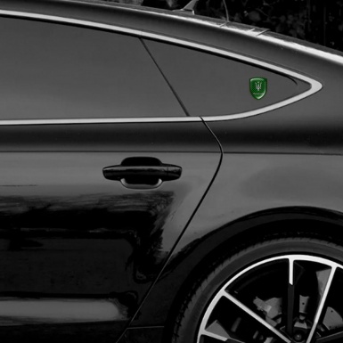 Maserati Silicone Car Decal Badge Green Carbon Design 