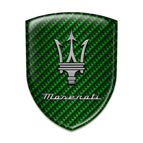 Maserati Silicone Car Decal Badge Green Carbon Design 
