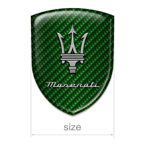 Maserati Silicone Car Decal Badge Green Carbon Design 