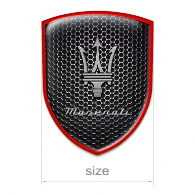 Maserati Auto Emblem Perforated Steel with Red Contour Design 