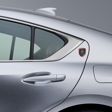 Maserati Auto Emblem Perforated Steel with Red Contour Design 