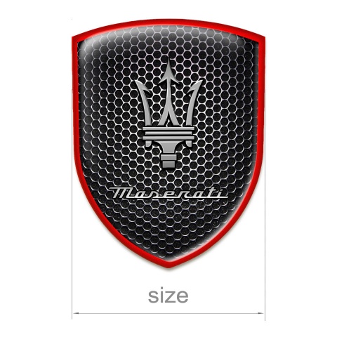 Maserati Auto Emblem Perforated Steel with Red Contour Design 