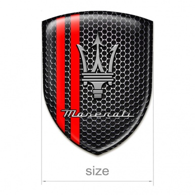 Maserati Domed Emblem Black Honeycomb Effekt Red Lines 